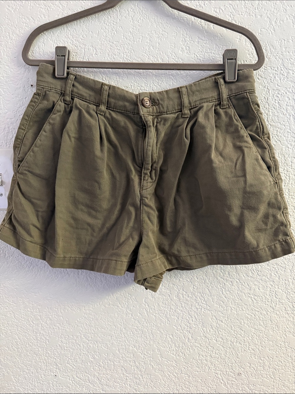 Free People Olive Green Pleated Women's Shorts